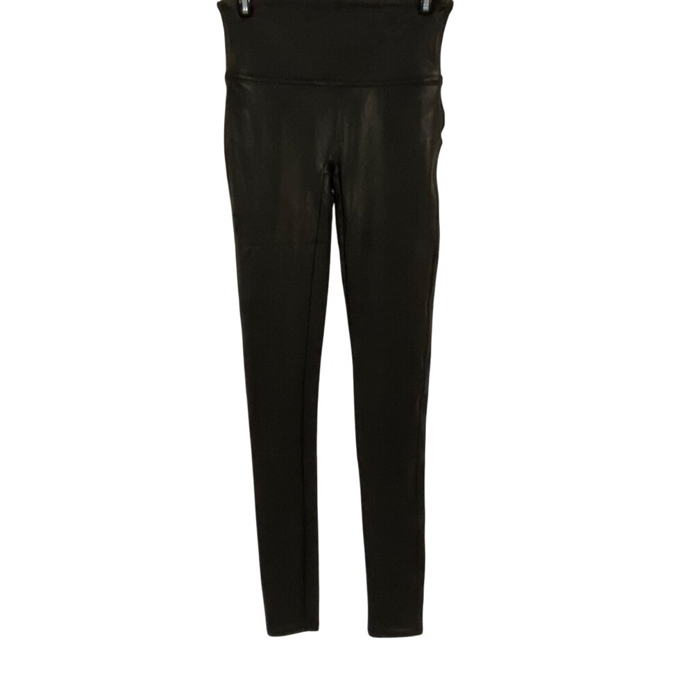 SPANX Faux Leather Black Leggingsโ Size M Tall